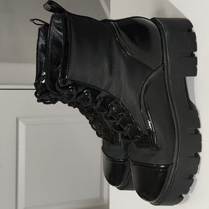 Nine West Ovari Lug Soul Black Combat Boots, women's size 9.5